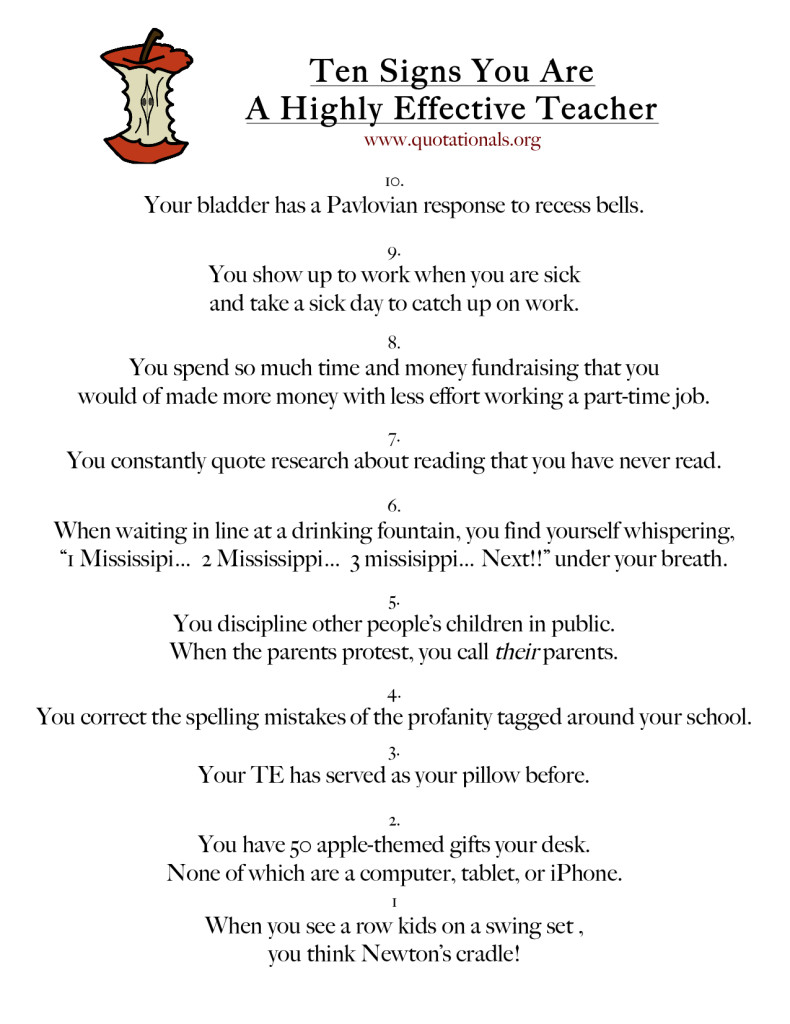 Ten Signs You are a Highly Effective Teacher